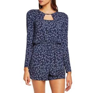 BCBGeneration Floral Cutout Romper Navy